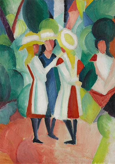 Three Girls in Yellow Straw Hats I August Macke